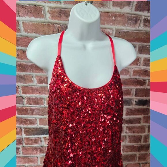 Maner Red Sequin Racerback Dress – Women’s Size Large – Scoop Neck – Sleeveless - Picture 5 of 6